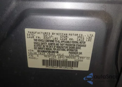 2011 Nissan Sentra 2.0S z USA, uszkodzony, nr VIN 3N1AB6AP3BL686136